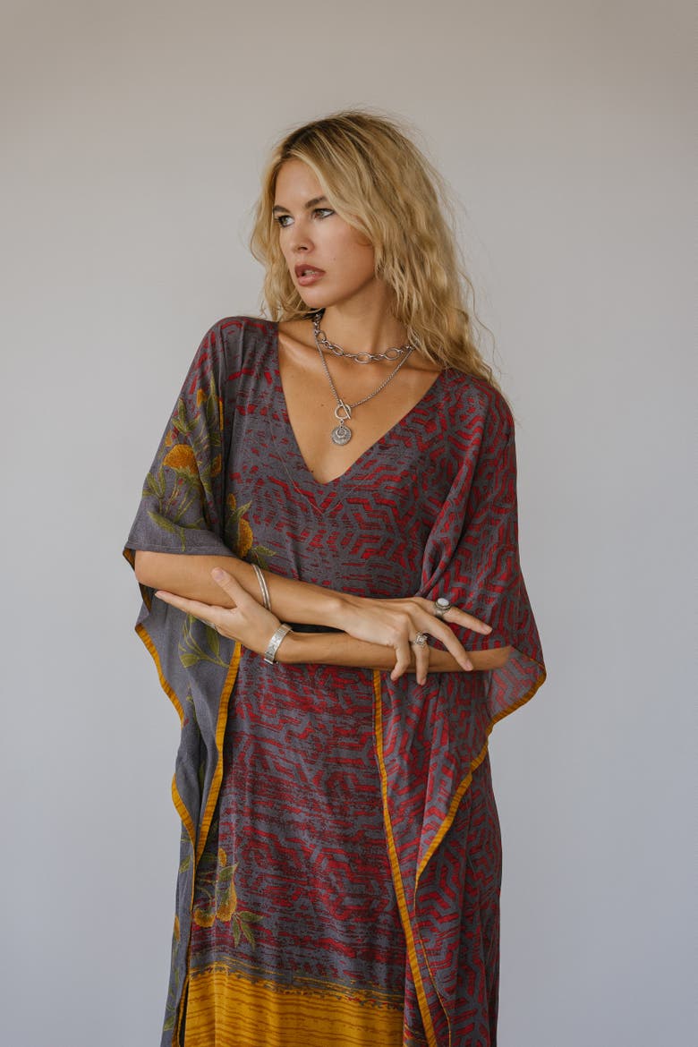 Long Caftan Astoria, Alternate, color, Grey & Yellow
