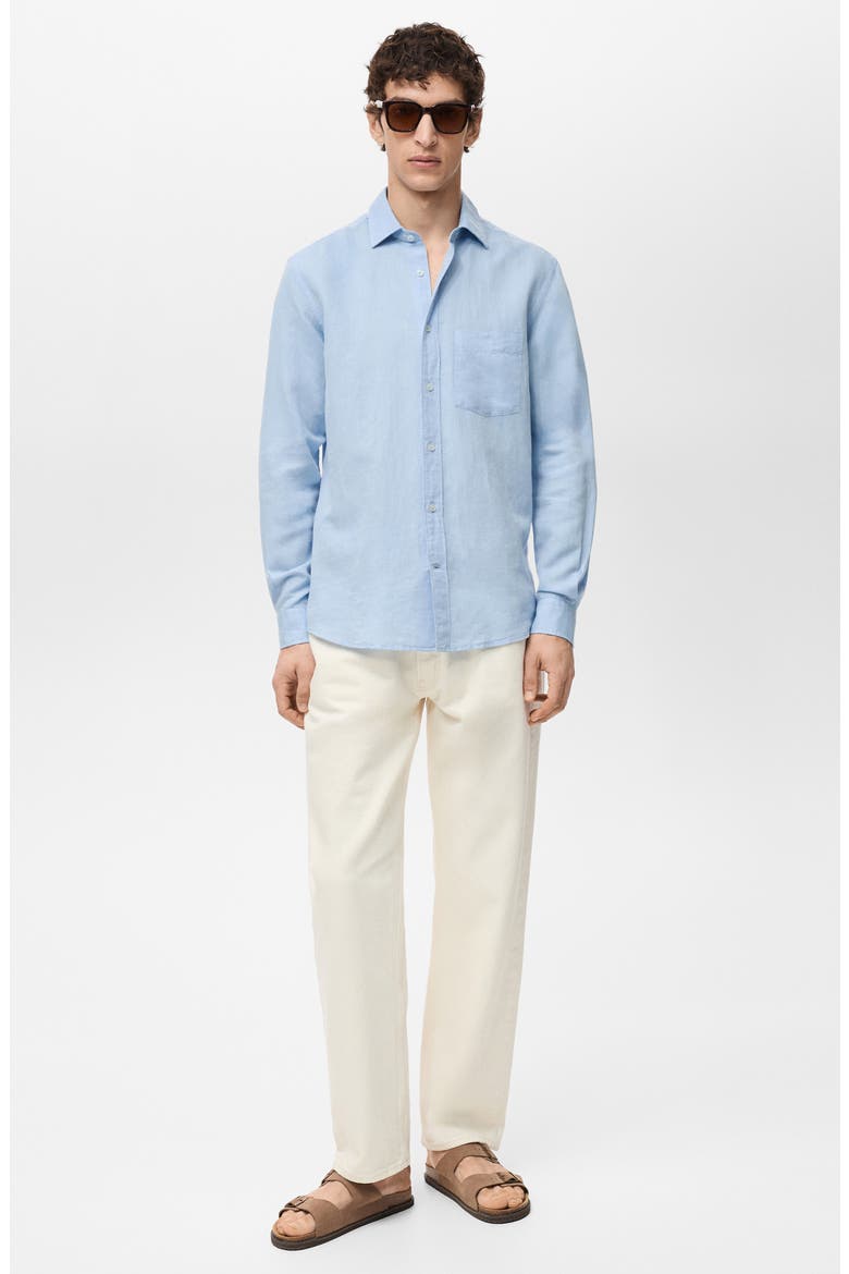 Classic Fit Linen & Cotton Button-Up Shirt, Alternate, color, SKY BLUE