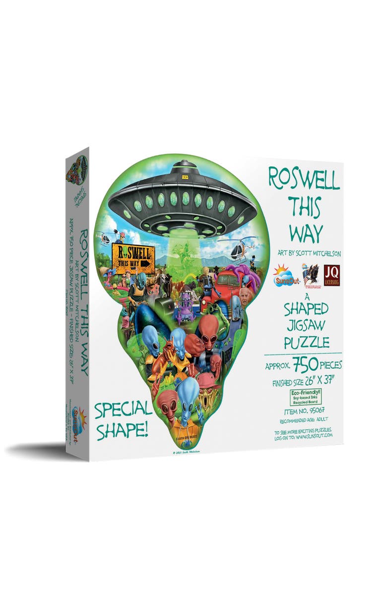 Sunsout Roswell This Way 750 piece Jigsaw Puzzle for Adults Special Shape, Main, color, Multicolor