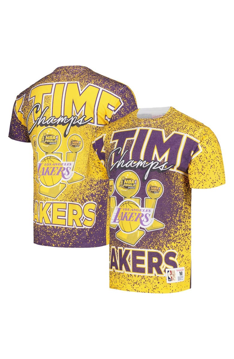 Mitchell & Ness Men's Mitchell & Ness Gold Los Angeles Lakers Hardwood Classics 3X NBA Champions Champ City T-Shirt, Main, color, 