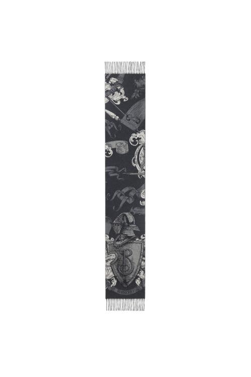 Burberry Etched Knight Cashmere Scarf In Black