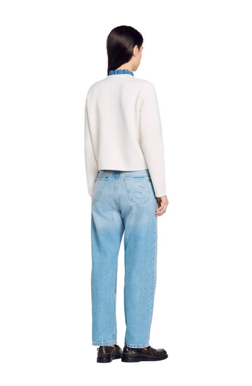 Shop Sandro High-neck Cardigan In Ecru