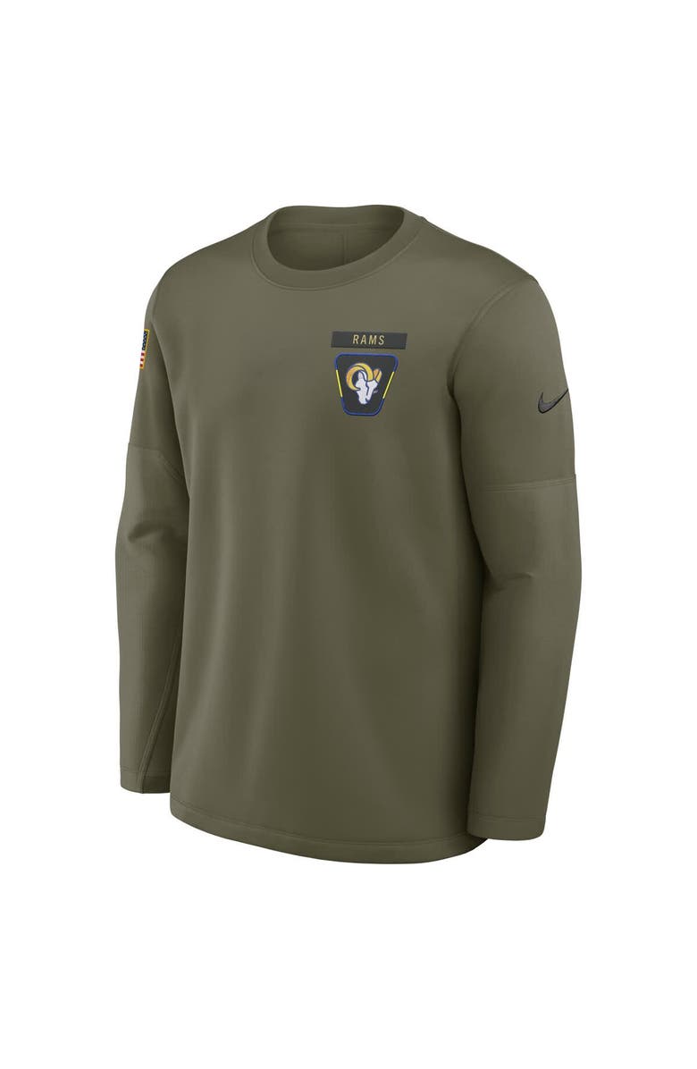 Nike Men's Nike Olive Los Angeles Rams 2025 Salute to Service Sideline Coaches Therma-FIT Long Sleeve Shirt, Alternate, color, Olive
