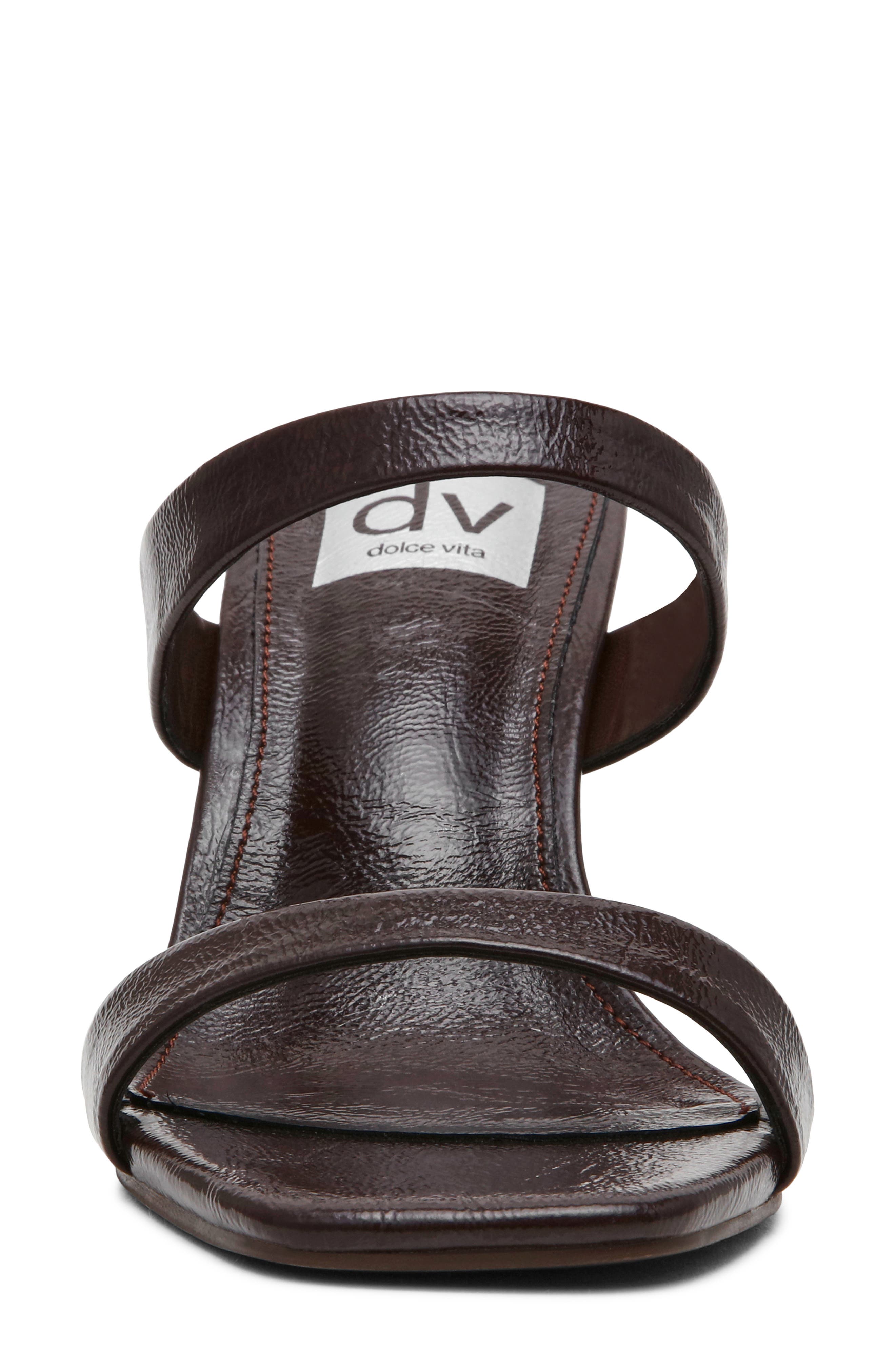 Veniss Block Heel Slide Sandal, Alternate, color, BROWN PATENT