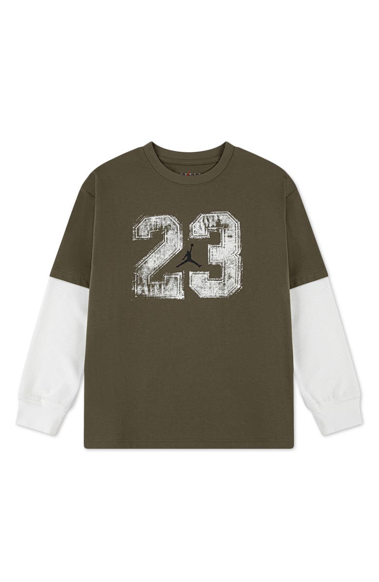 Jordan Kids' MVP 23 Twofer T-Shirt, Main, color, Medium Olive