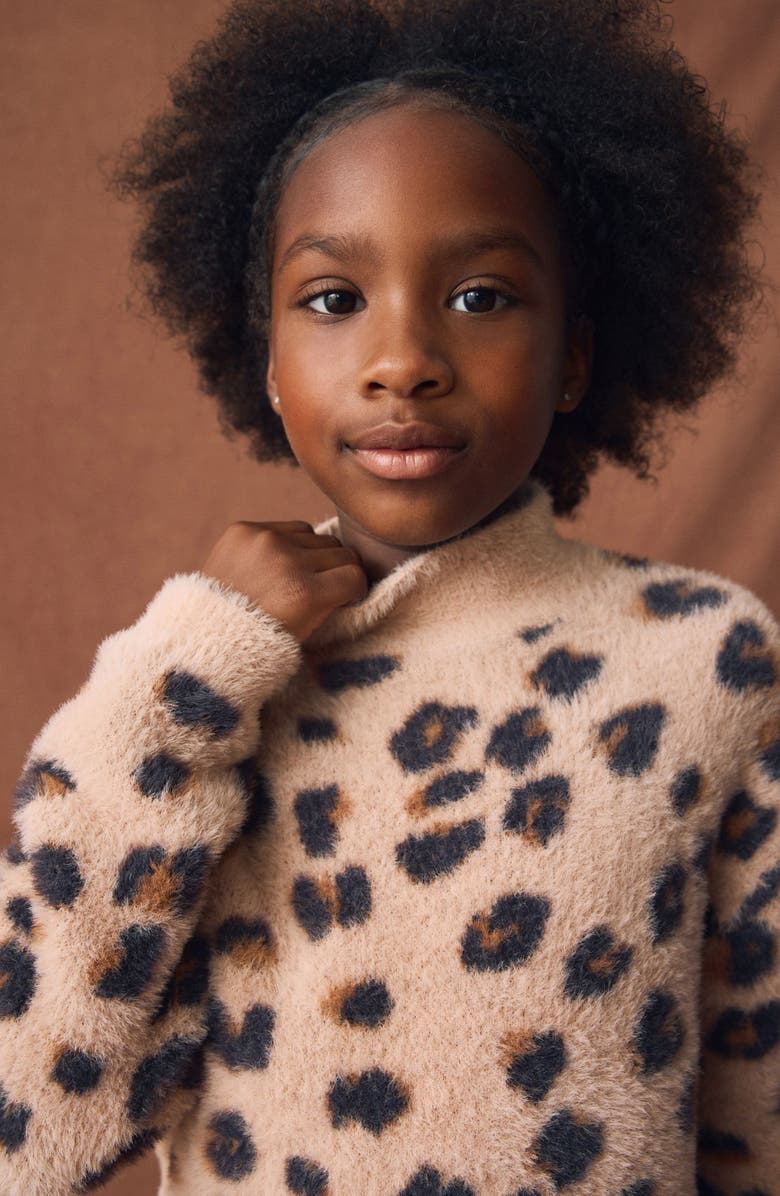 NEXT Kids' Leopard Print Knit Sweater, Alternate, color, Neutral