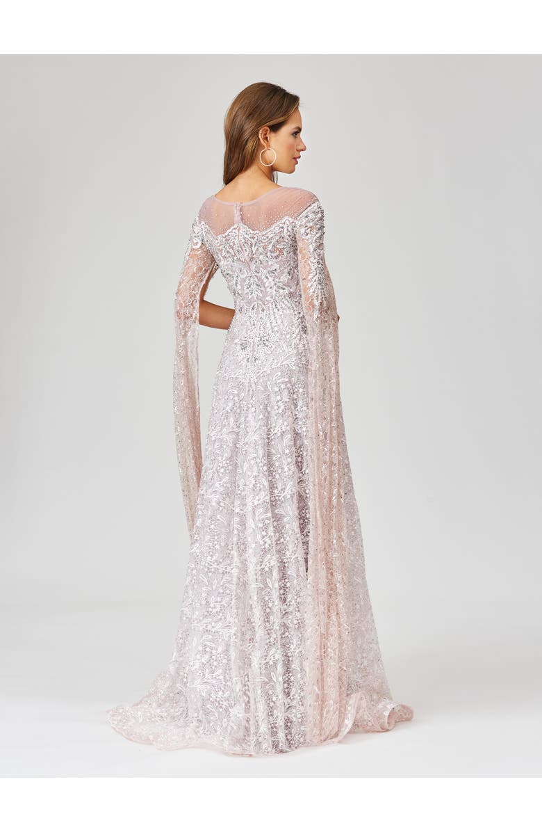 LARA New York Lace Gown with Dramatic Cape Sleeves, Alternate, color, Powderpink