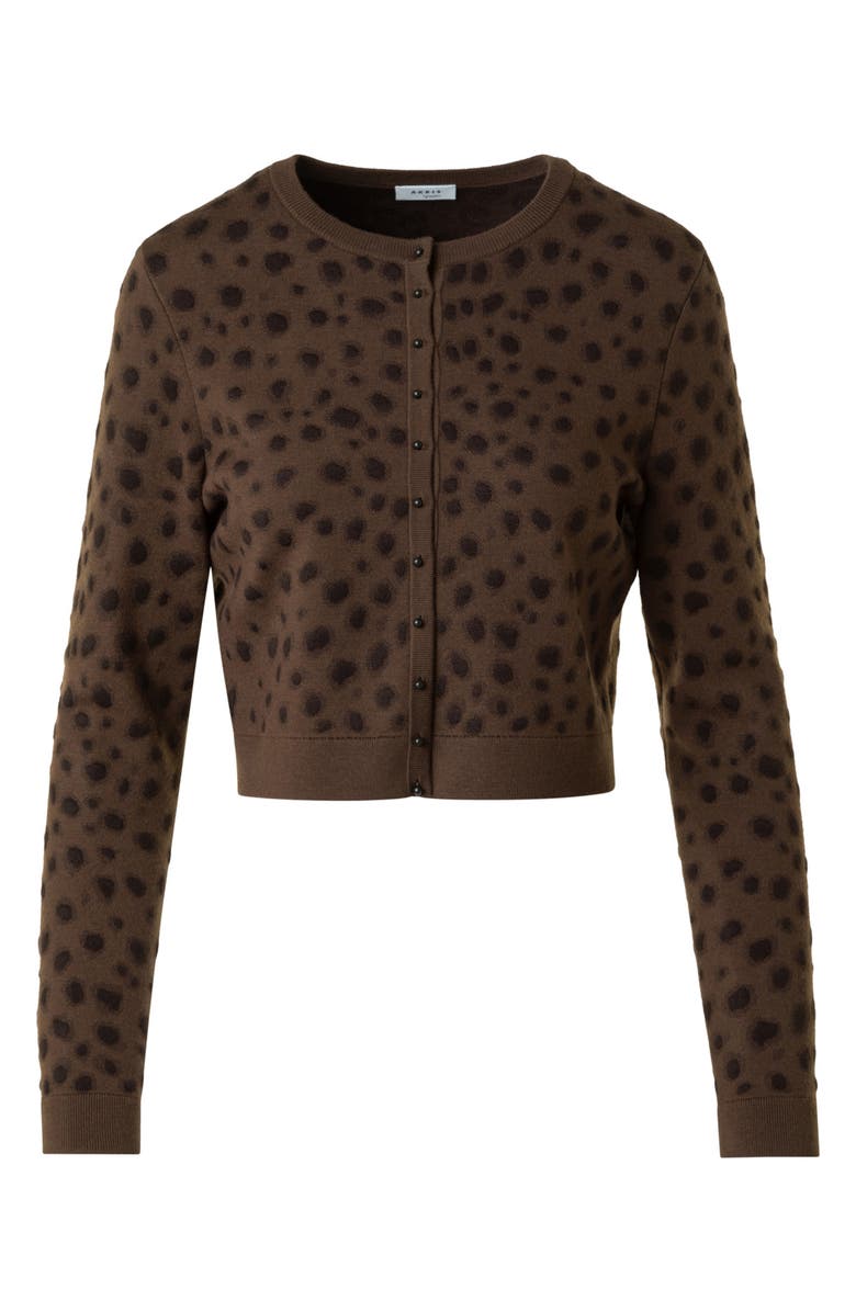 Akris punto Abstract Dot Stretch Virgin Wool Cardigan, Alternate, color, Hazel-Bark
