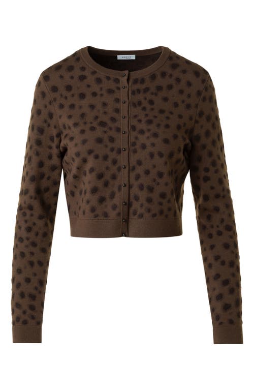 Akris Punto Abstract Dot Stretch Virgin Wool Cardigan In Brown