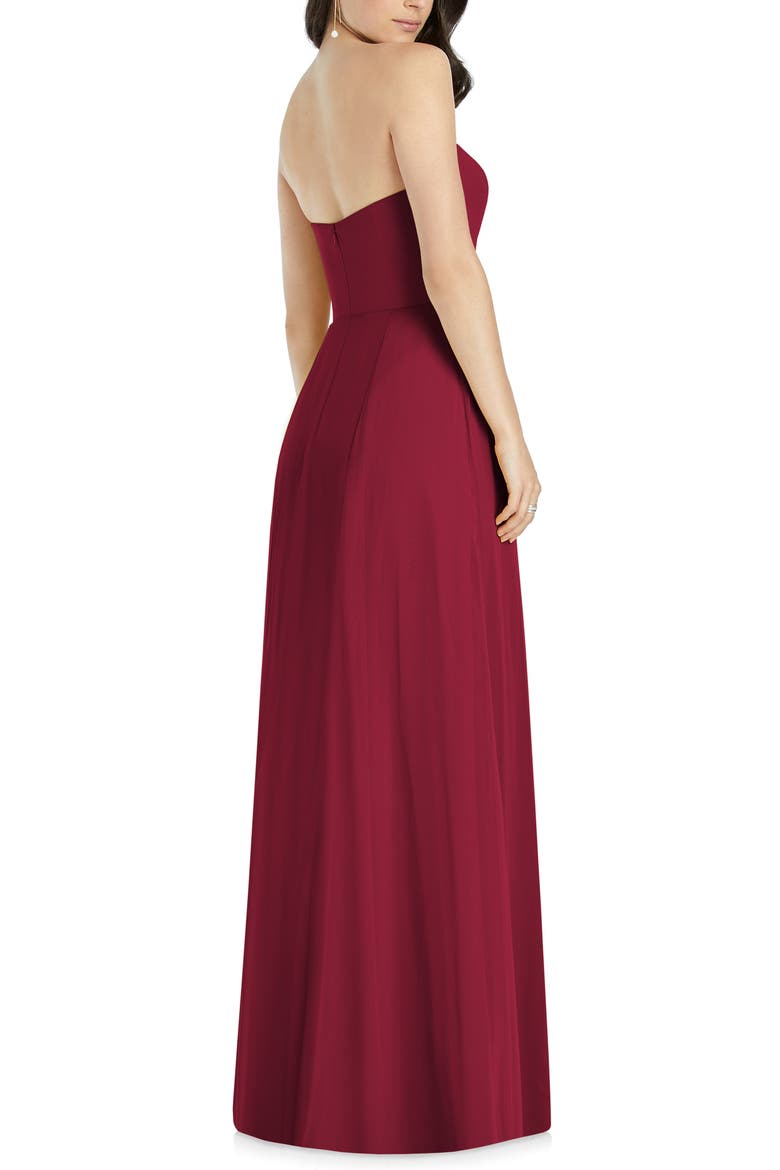 Strapless Chiffon A-Line Gown, Alternate, color, BURGUNDY