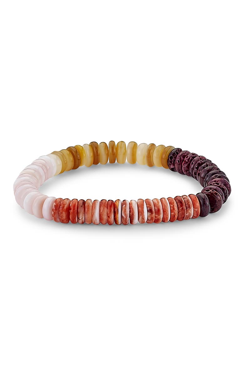 Beaded Shell Stretch Bracelet, Main, color, MULTI