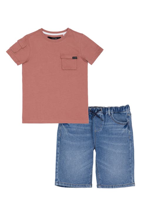 Kids' Pocket T-Shirt & Pull-On Denim Shorts Set (Little Kid)