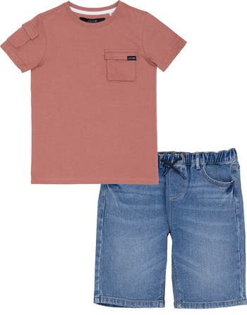 Kids' Pocket T-Shirt & Pull-On Denim Shorts Set