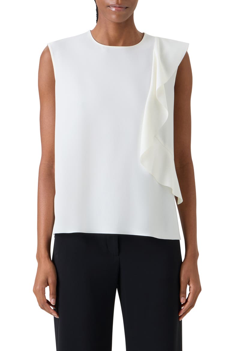 Asymmetric Ruffle Laser Cut Crepe Top, Main, color, CREAM