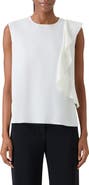 Akris punto Asymmetric Ruffle Laser Cut Crepe Top