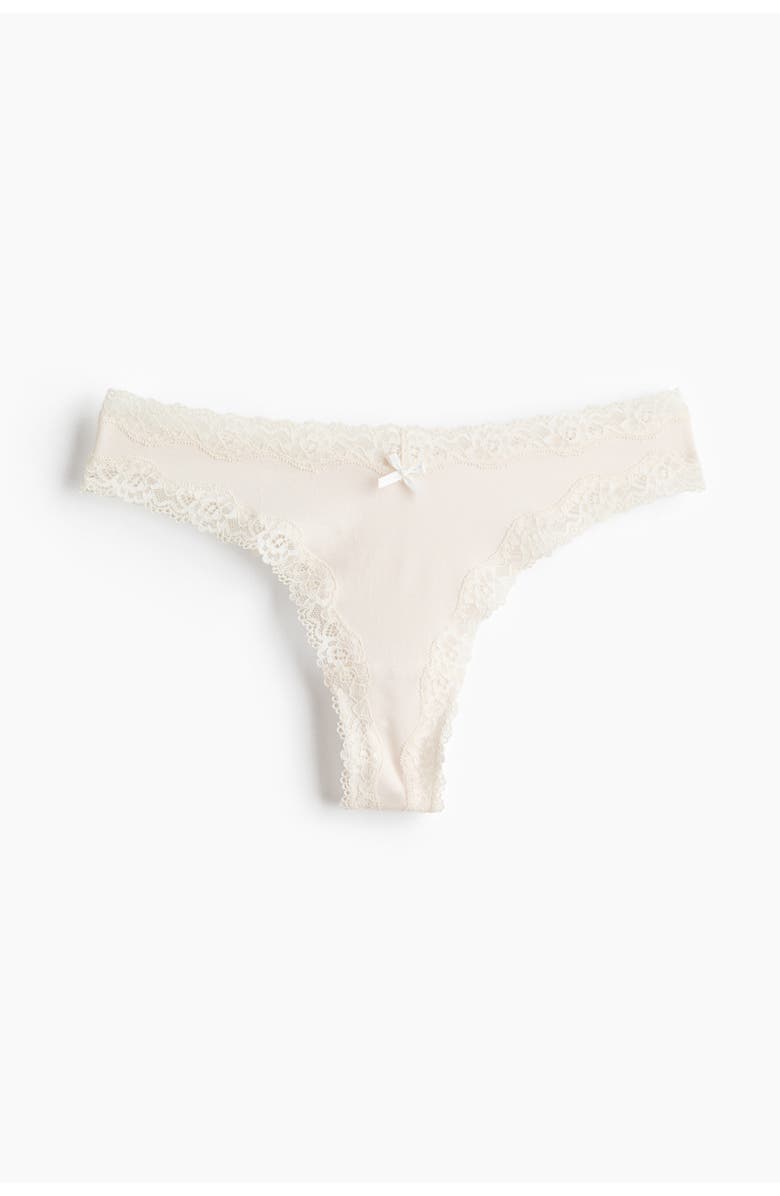 H&M 5-pack cotton and lace brazilian briefs, Alternate, color, Dusty Blue/Cream