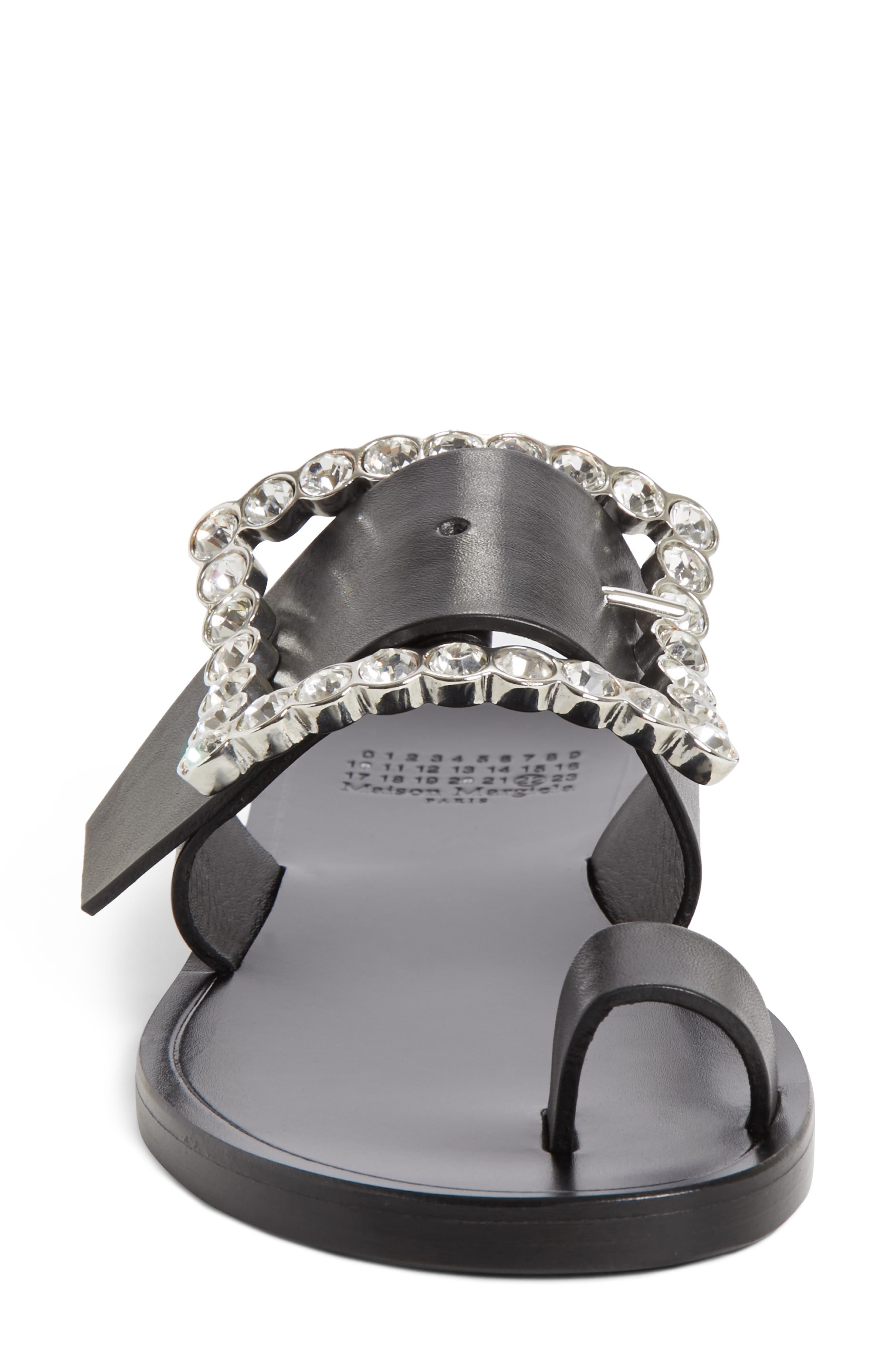 Jeweled Flat Sandal (Nordstrom Exclusive), Alternate, color, BLACK