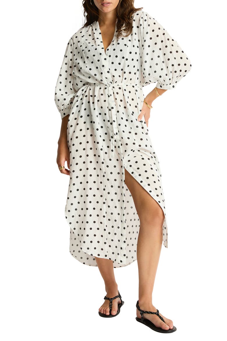 Dottie Long Sleeve Cover-Up Dress, Main, color, COCONUT