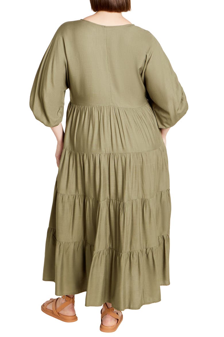 Jenna Tiered Maxi Dress, Alternate, color, KHAKI