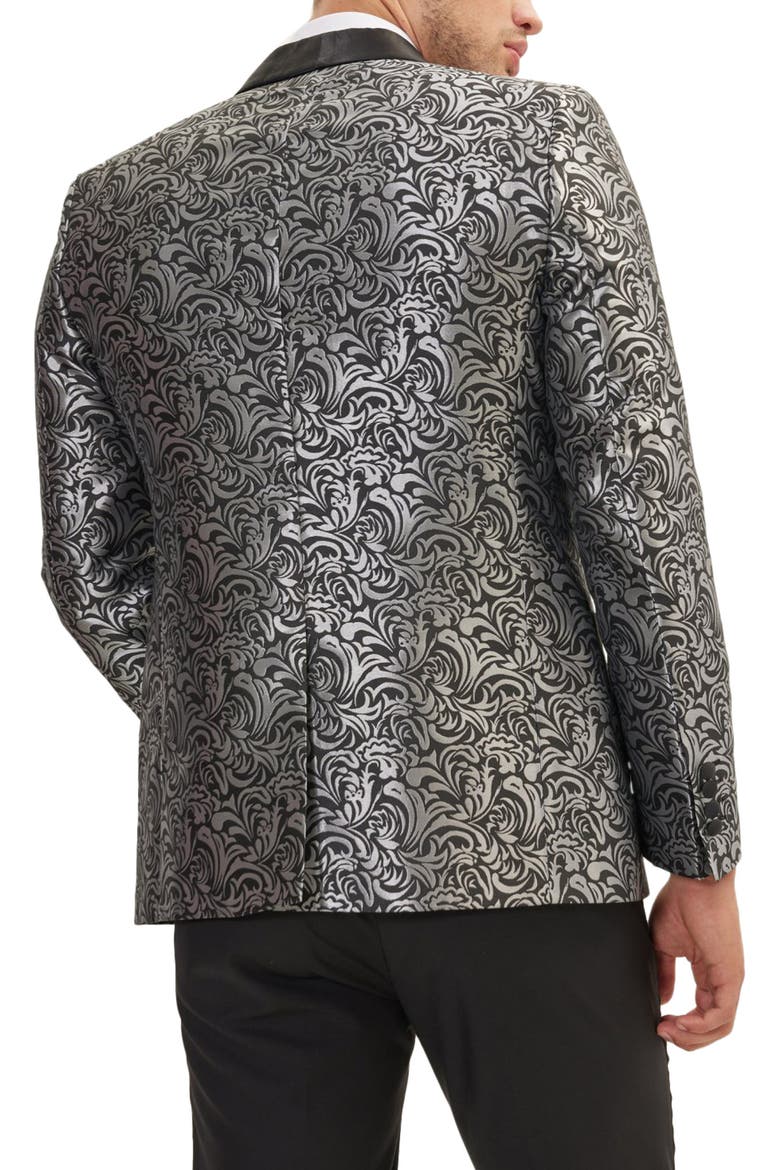 Metallic Paisley Pattern Tuxedo Jacket, Alternate, color, BLACK