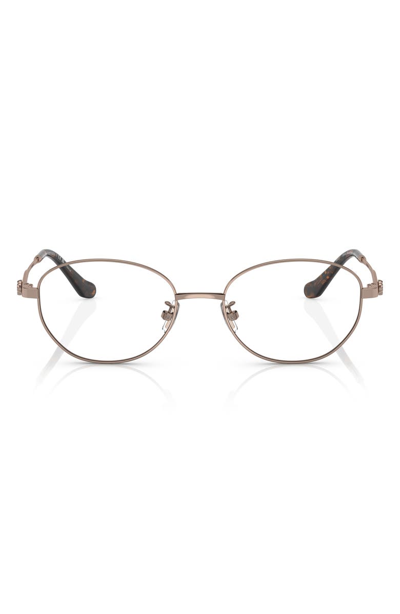 COACH 53mm Oval Optical Glasses, Main, color, Shiny Rose Gold / Demo Lens
