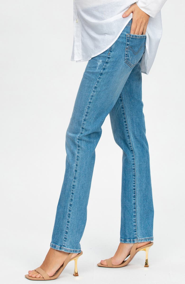 PIETRO BRUNELLI MATERNITY Extra Long Straight Leg Maternity Jeans, Alternate, color, Light/ Pastel Blue