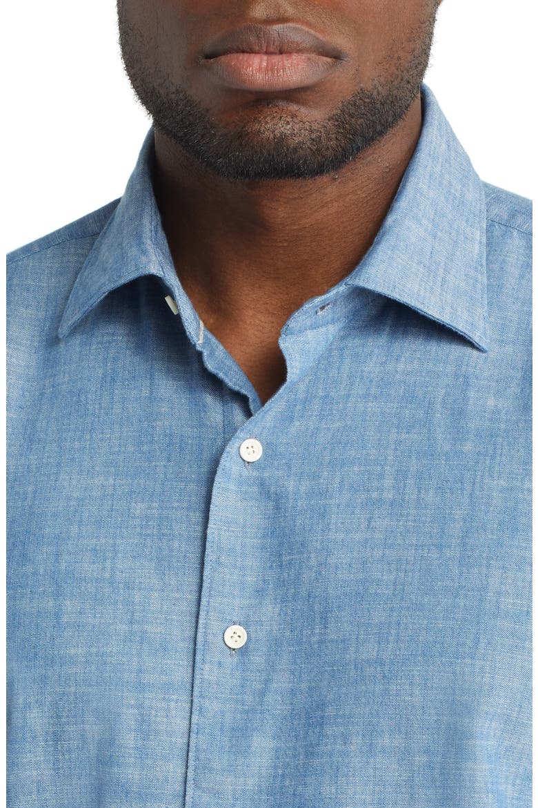 Crown Crafted Selvedge Cotton Chambray Button-Up Shirt, Alternate, color, LIGHT CHAMBRAY