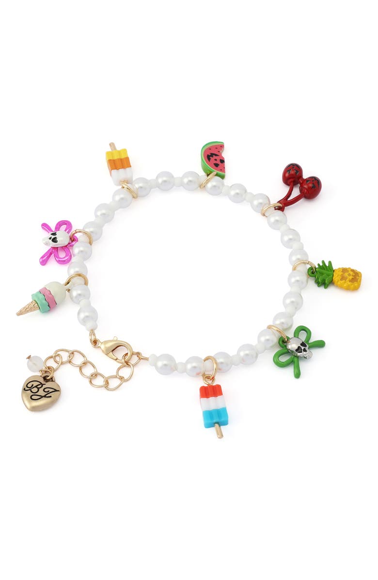 Betsey Johnson Summerween Charm Bracelet, Alternate, color, Pearl