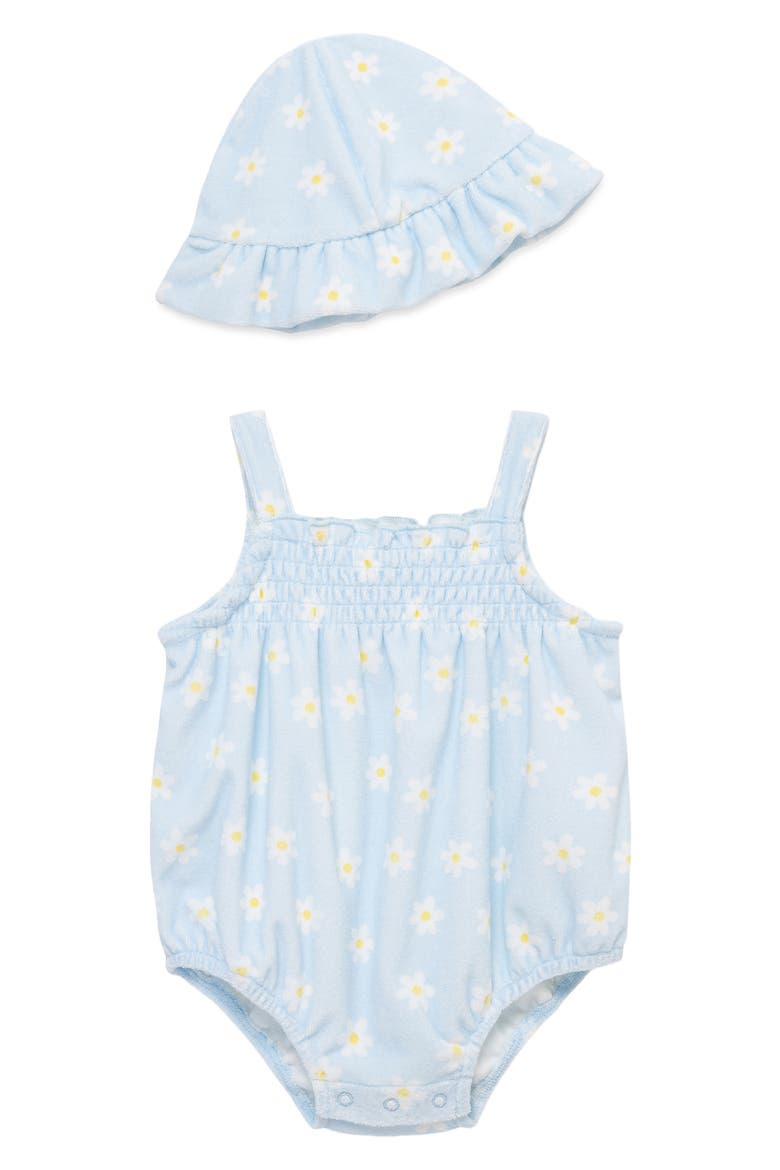 Daisies Bubble Bodysuit & Hat Set, Main, color, BLUE
