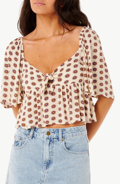 Cala Nights Print Flutter Sleeve Top