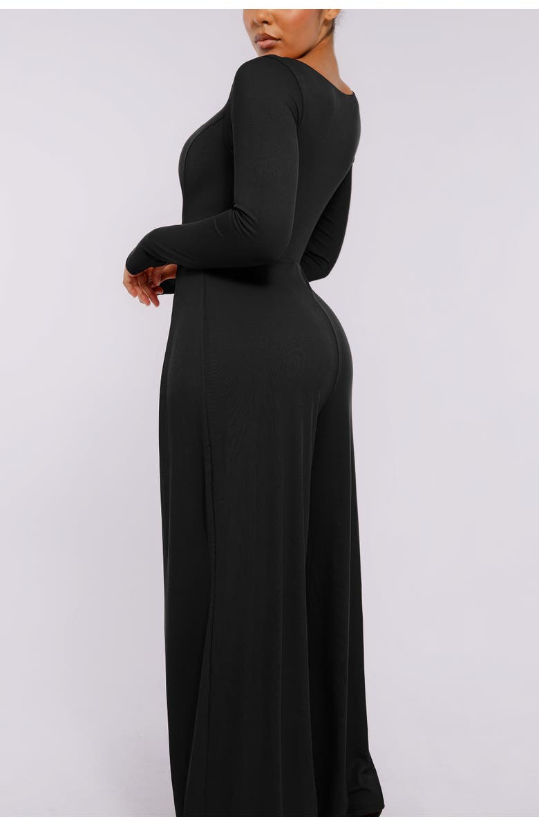 Shapellx Square Neckline Shaping Wide Leg Jumpsuit, Alternate, color, Black