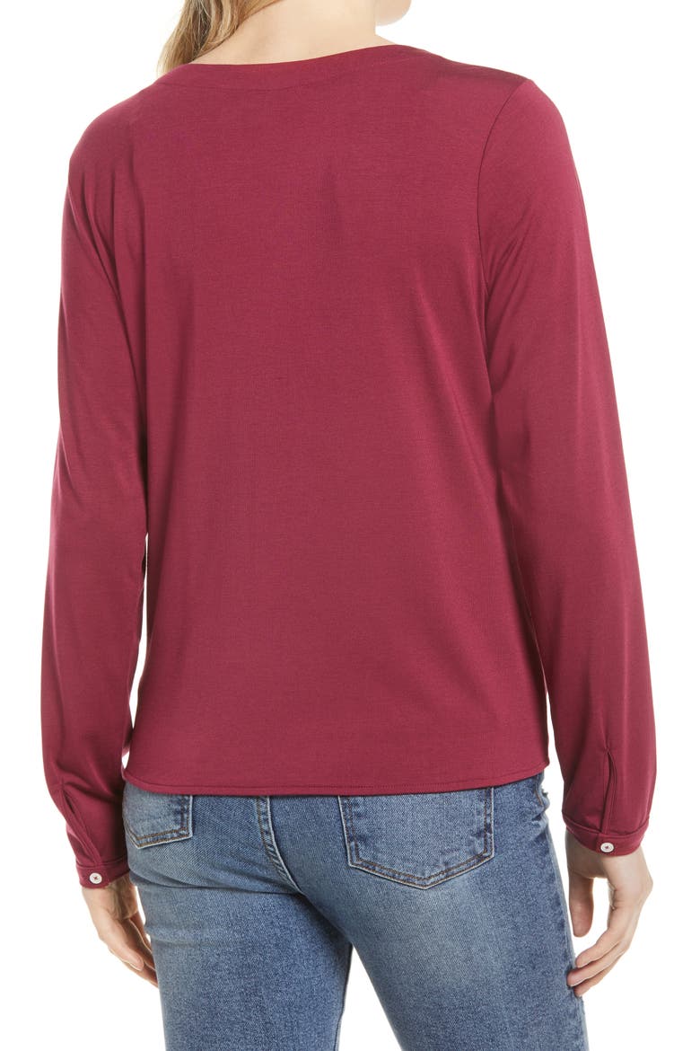 Kauai Tie Front Top, Alternate, color, RHODODENDRON
