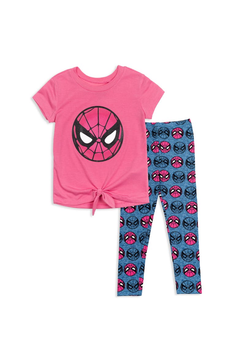Spider-Man T-Shirt & Leggings Set, Main, color, Spider-Man Pink