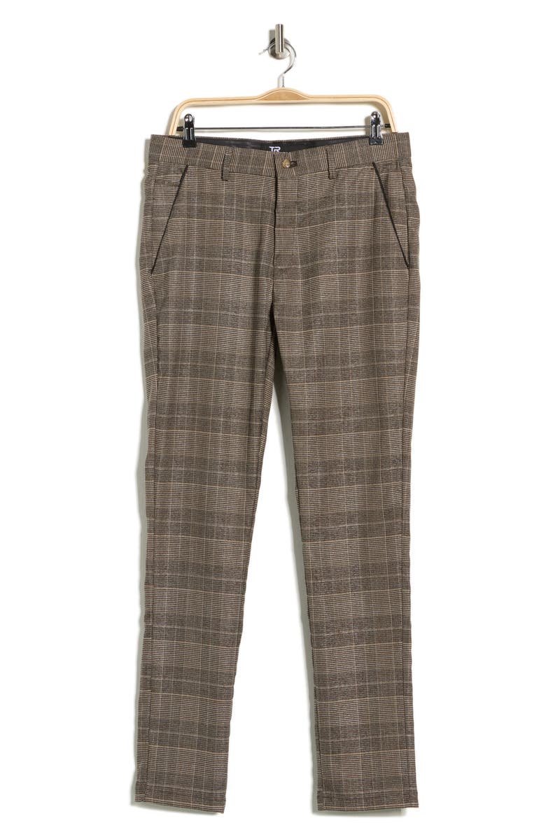 T.R. PREMIUM Plaid Straight Leg Trousers, Alternate, color, Grey