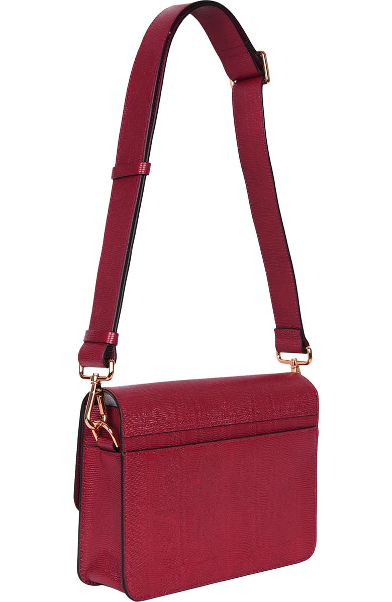 HYER GOODS Upcycled Leather Convertible Crossbody Satchel, Alternate, color, Cherry Red Lizard