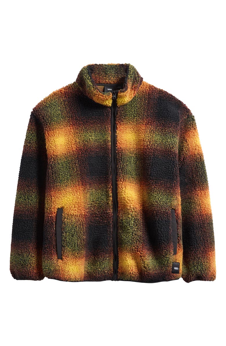 Vans Heights Ombré Check Fleece Jacket, Main, color, Black/Heritage Mustard