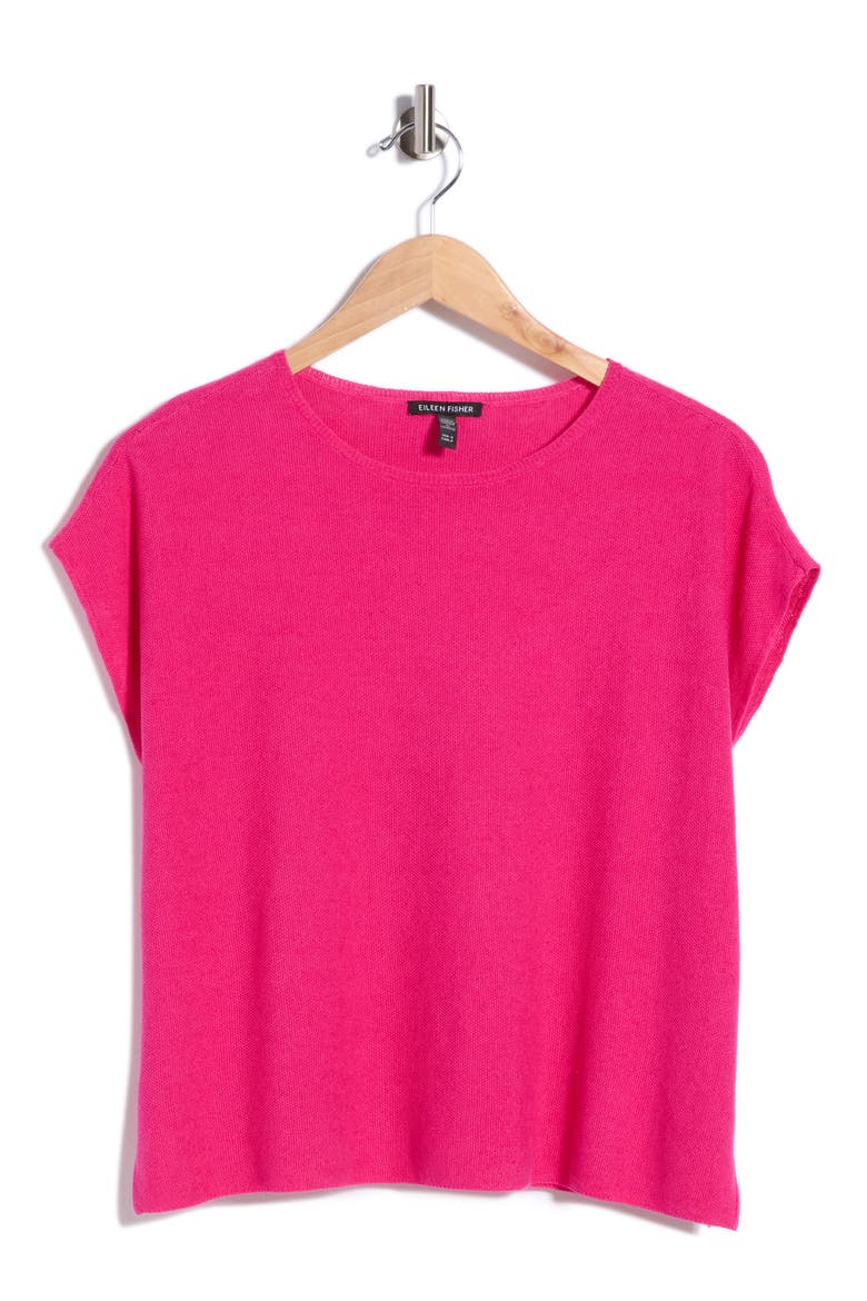 Boxy Organic Linen & Cotton Sweater, Alternate, color, FUSCHIA