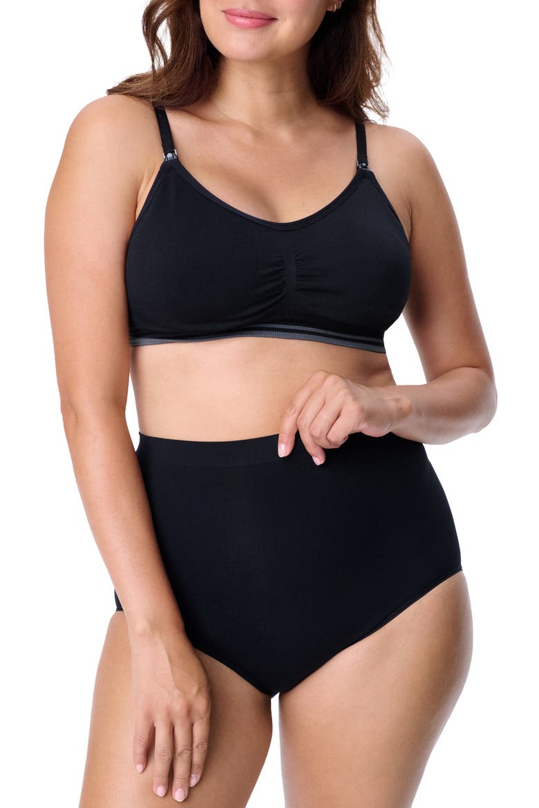 Motherhood Women's Maternity Seamless Over-the-Bump Panty, 2-Pack, Alternate, color, Black and Oat