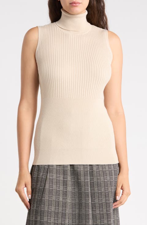Sleeveless Ribbed Turtle Neck
