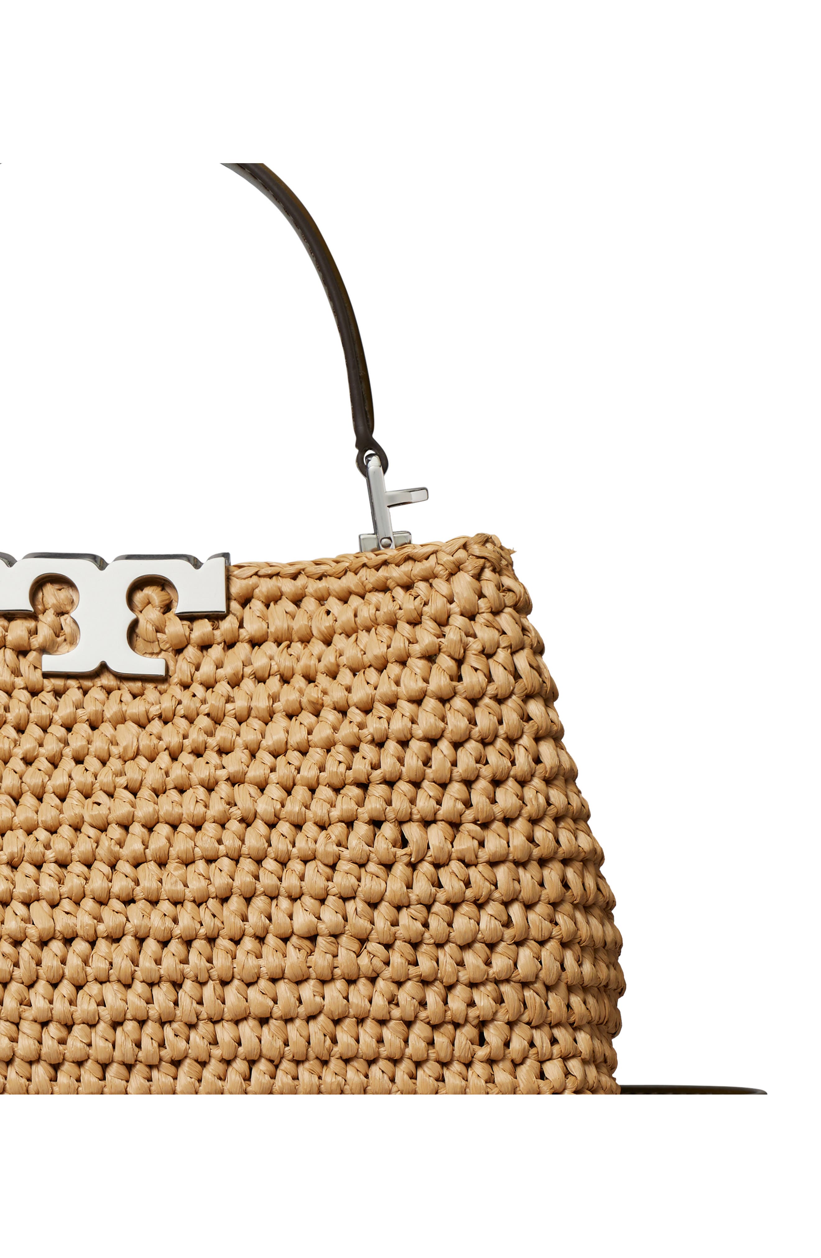 Tory Burch Mini Eleanor Raffia Satchel, Alternate, color, Honeycomb