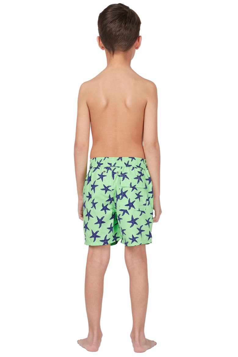 Kids' Starfish Print Swim Trunks, Alternate, color, PALE GREEN
