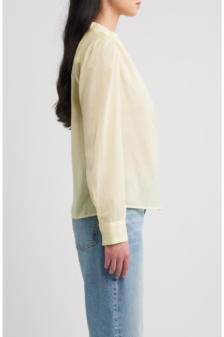 Long Sleeve Pleat Woven Top, Alternate, color, BUTTER YELLOW SHEER