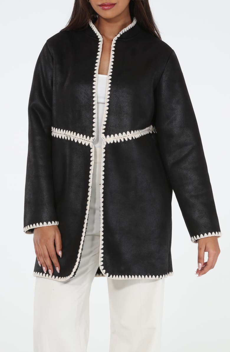 RAIN AND ROSE Water Resistant Faux Suede Coat, Main, color, Black