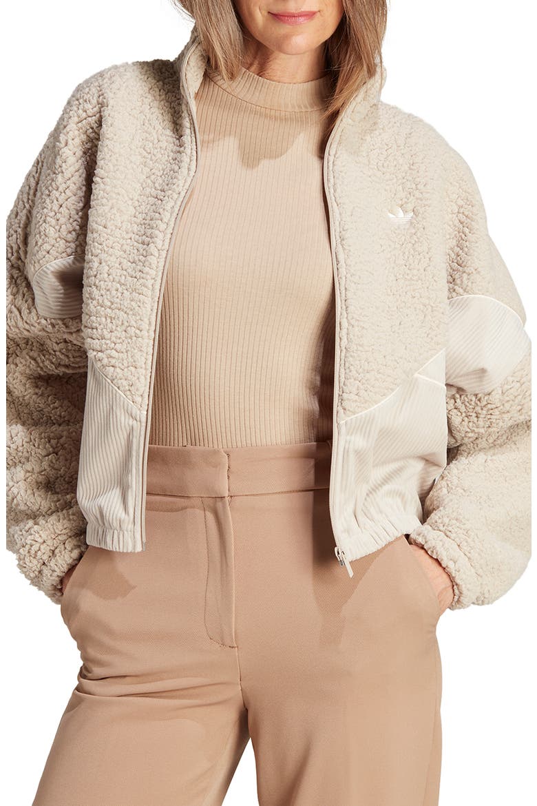 Fleece & Corduroy Zip Jacket, Main, color, WONDER BEIGE