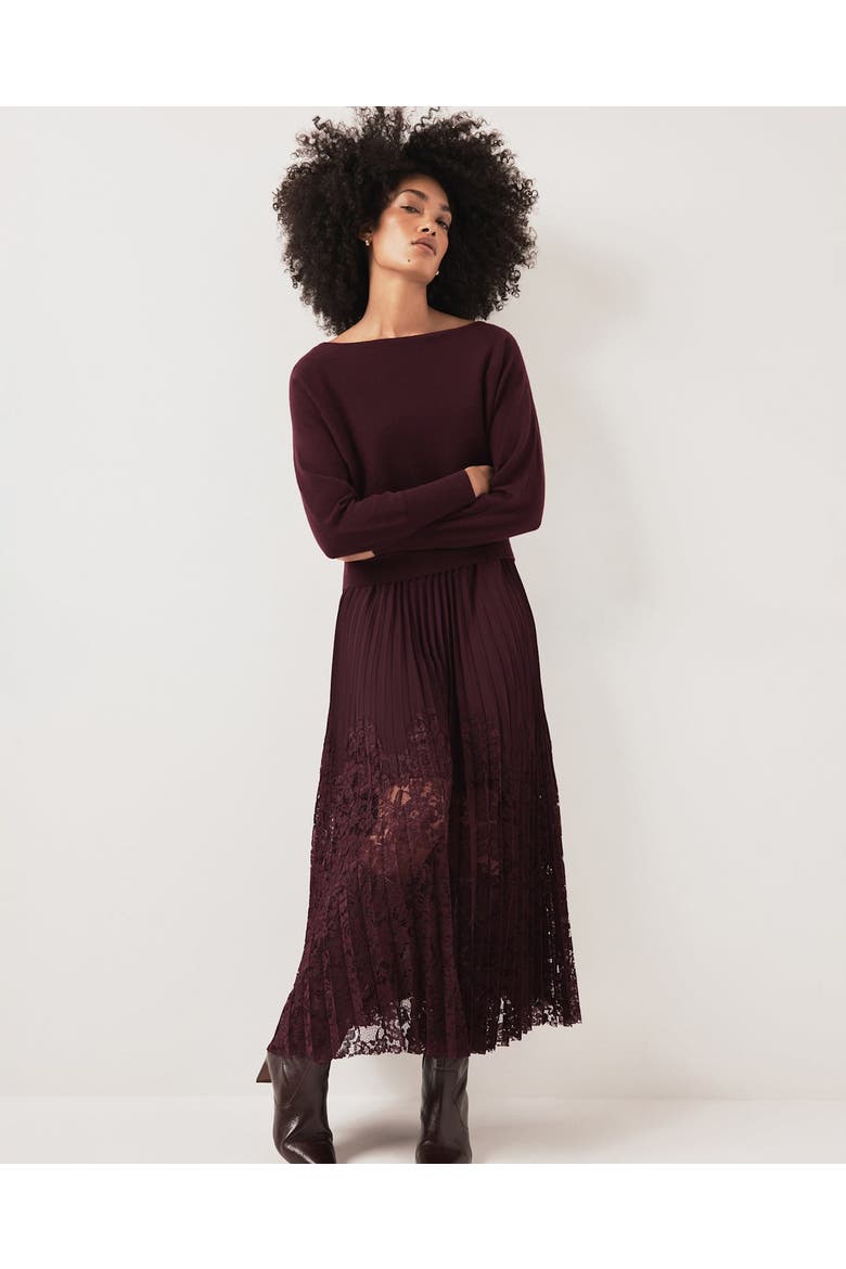 Layered Lace Midi Dress, Alternate, color, Burgundy
