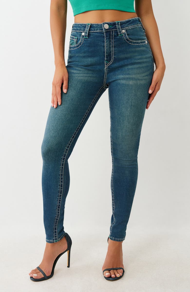 True Religion Halle Big T High Rise Skinny Jeans, Main, color, Medium Abyss Wash
