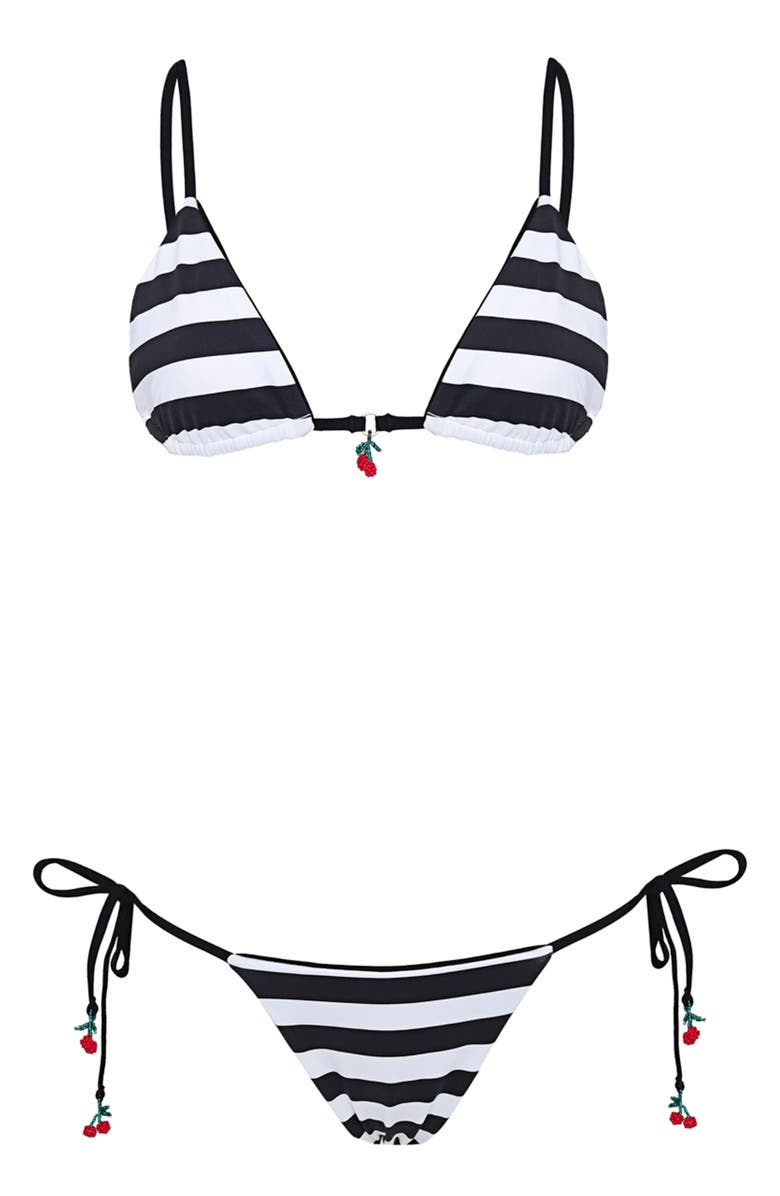 Maaji Rugby Rudh Oahu Reversible Side Tie Bikini Bottoms, Alternate, color, Black