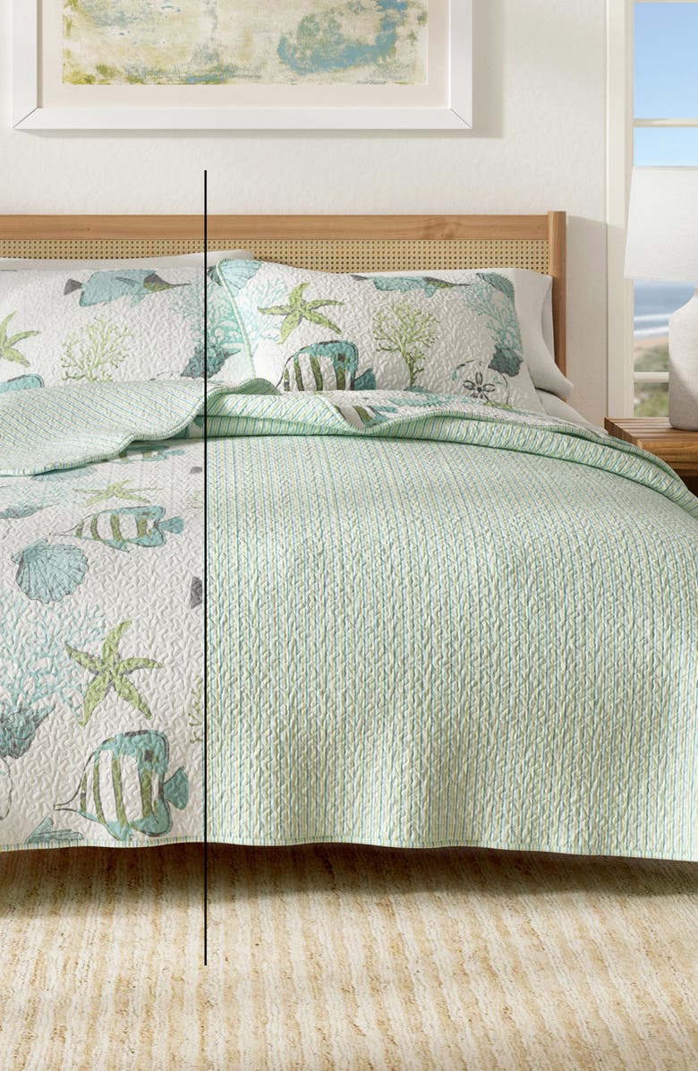 Woven & Weft Sea Fish Quilt & Sham Set, Alternate, color, Fish Coral