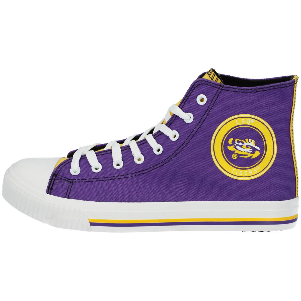 FOCO Men's FOCO LSU Tigers High Top Canvas Sneakers, Alternate, color, 