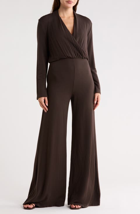 Surplice V-Neck Long Sleeve Jumpsuit